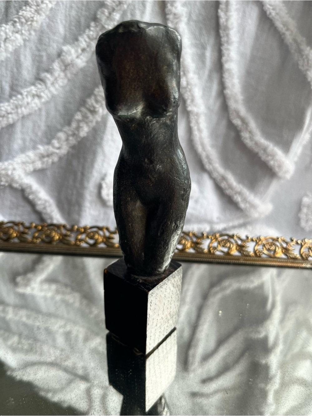 Jan Kotek signed bronze sculpture of rough modelled torso